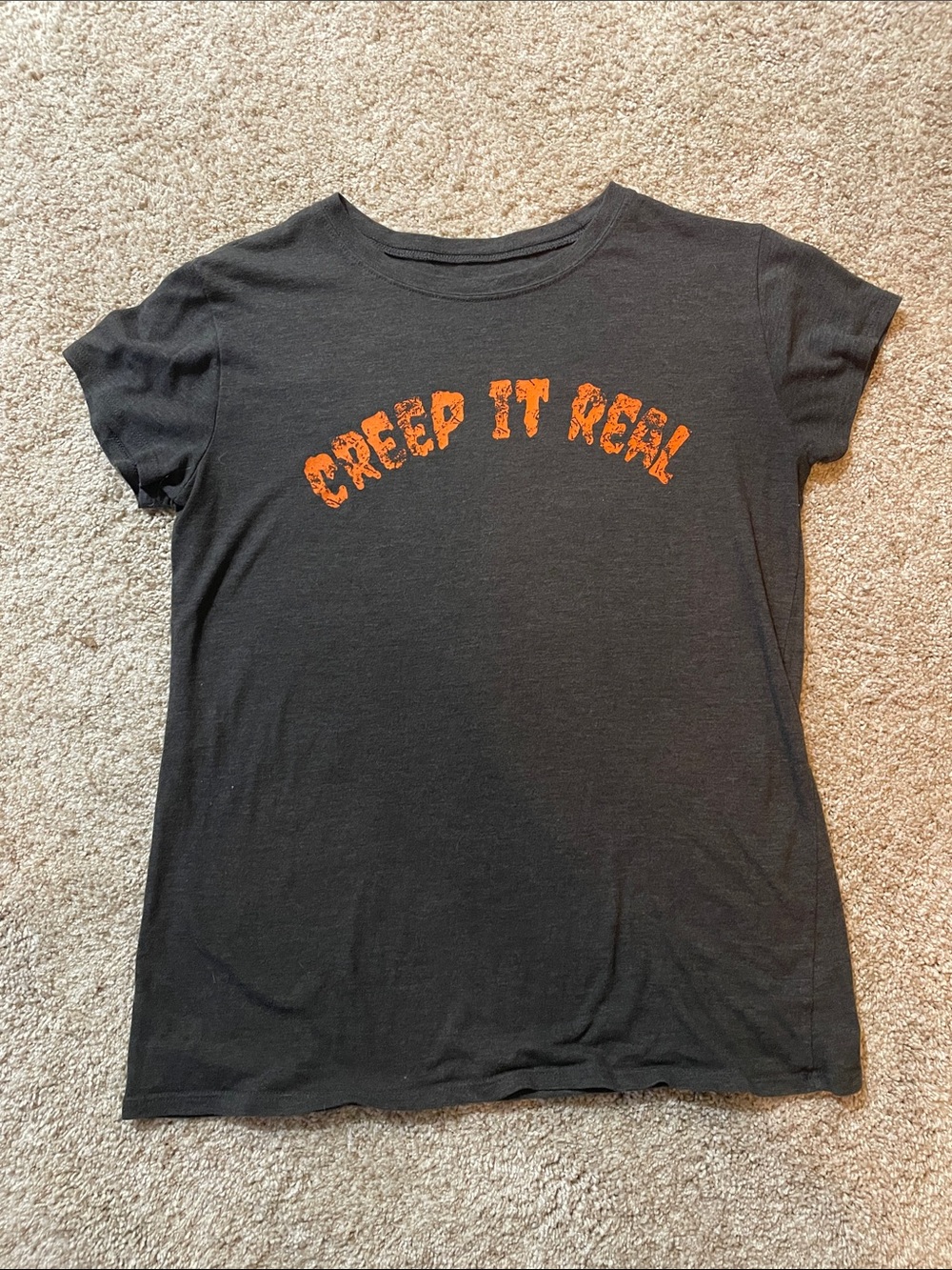 Graphic Tee with Red 'Creep It Real' Print